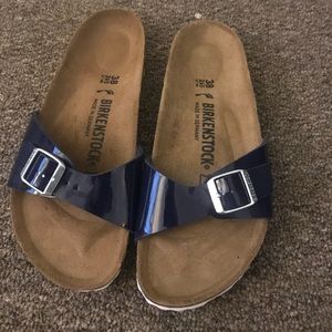 Glossy Navy Blue Birkenstocks